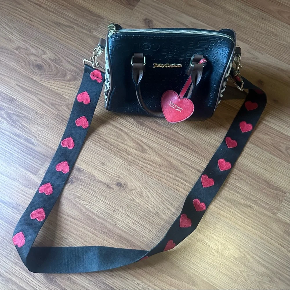 Women’s Juicy‎ Couture Black and Leopard Crossbody Satchel Purse Bag